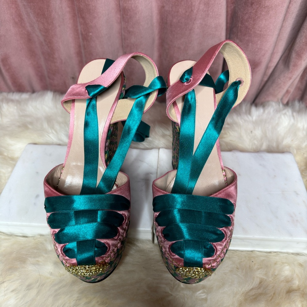 Gucci Satin Ribbon Espradille Wedge size 38 - Picture 11 of 11